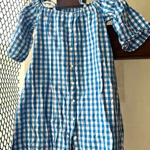 ECIOnly 150/-Blue Checkered Dress Last Selling Pr