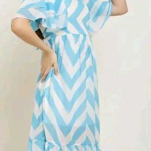 Sky_Blue Zigzag Georgette Dress Urbane fashion