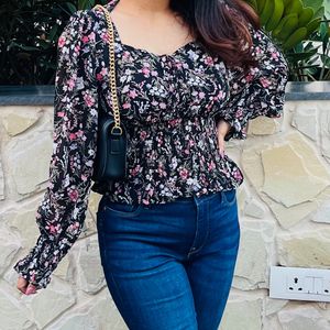 Black Floral Top