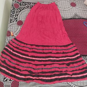 Beautiful Red  Frill Long Skirt With Retro Vibes.