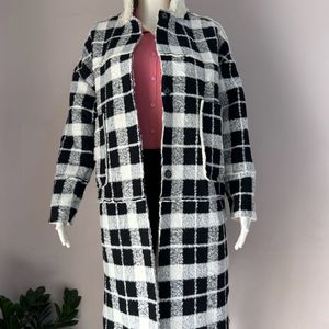 Unisex Plaid Overcoat With Inner Teddy Lining