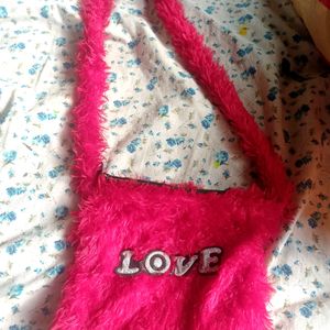 Red Furry Sling Bag