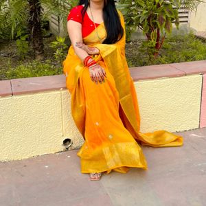 Beautiful Yellow Silk Saree