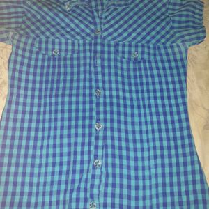 Blue Check Formal Shirt For Women..