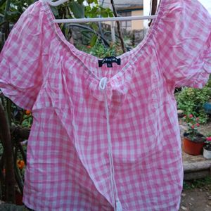 Pink And White  Cotton Top