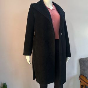 Black Soft Furry Wrap Coat