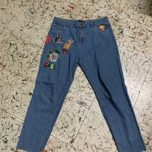 Patch Work Boyfriend Jeans No Flaws