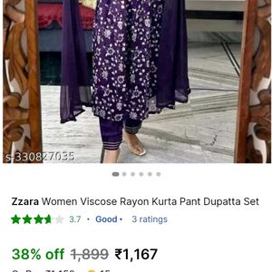 Nayara Cut Kurta Pant Dupatta Set