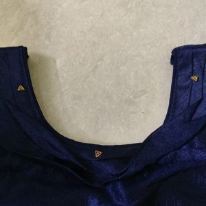 Padded Navy Blue Cut Out Blouse