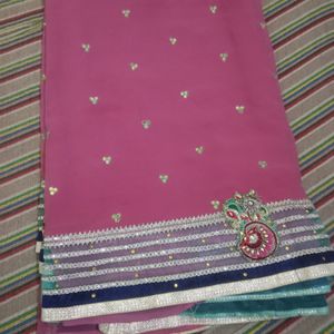 Georgette Febric Saree With Heavy Work