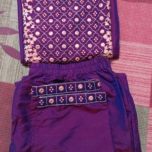 Gajarai Art Silk Embroidered Kurta Pant Set