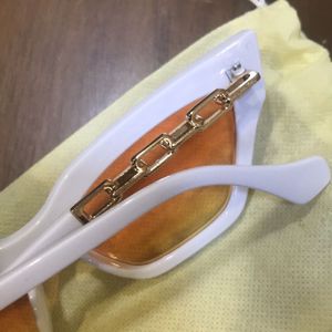 White Sunglasses With Peachish Orange Shade