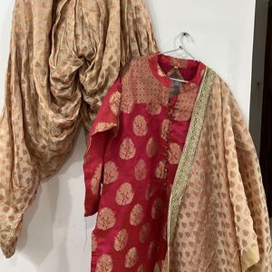 Heavy 3 Piece Banarsi Suit For Bust M &L