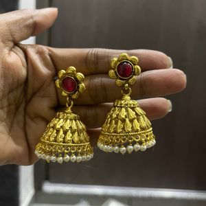 Stunning Golden Jhumkas with Intricate Detailing