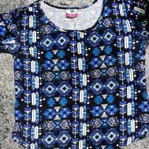 Geometric Print Blue Top