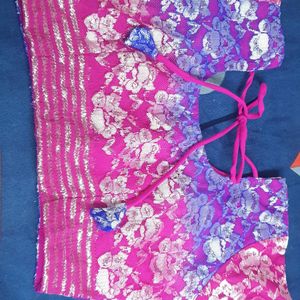 Beautiful Blue Pink Net Saree