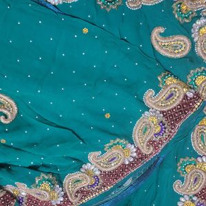 Party Wear Heavy Zardozi Work Saree