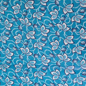 Turquoise blue printed cotton fabric