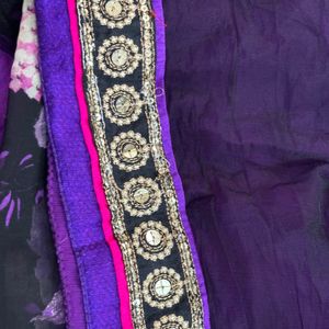 Purple Black Saree