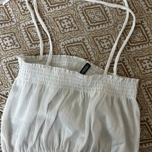 H&M White Knot Crop Top