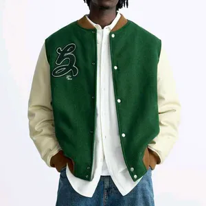 ZARA GREEN WOOL VARSITY JACKET