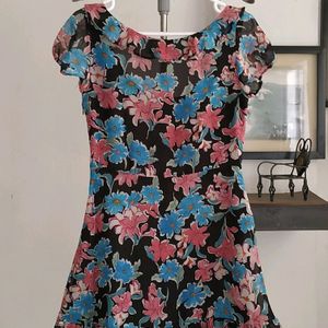 Zara Floral Ruffle Chiffon Dress