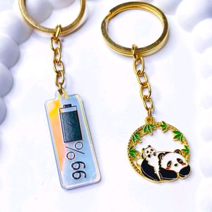 Panda & Battery Keychain Set Of Two