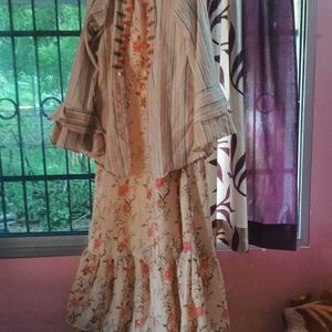 Athenic And Diwali Wear Gown With Shrug