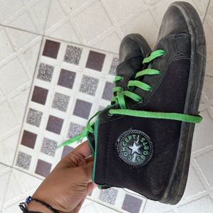 Black & Green Canvas Shoes