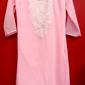 Baby Pink Chikankari Kurti