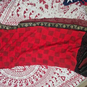 Red Saree With Embroidery Broder