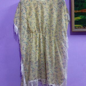 Stunning Yellow Kaftan Dress W Flower Print 4Girls