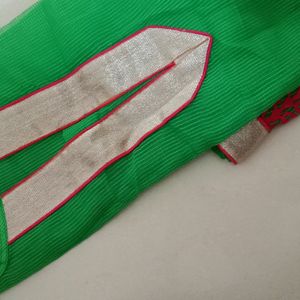 Green+Pink Dress Material