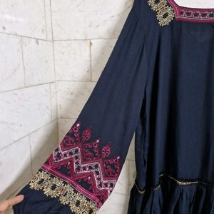 Black Boho Embroidered Dress