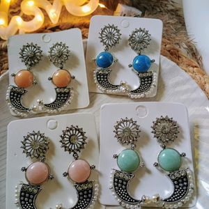 Stone Earrings Of 4 Pairs