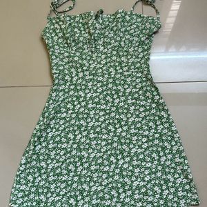 A-line green Strappy Dress