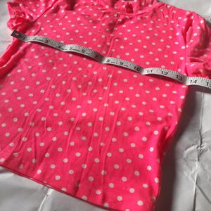 Neon Pink Polka Dot Crop Top Women's Barbie Tee 👚