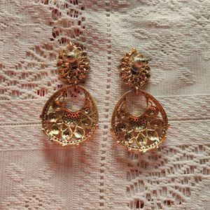 Blue And Golden Traditional Drop Earrings (Women)