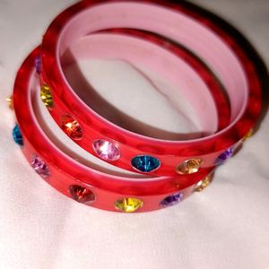 Red Plastic Bangles For Women