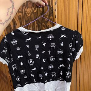 Cutesy Black White Crop Shirt