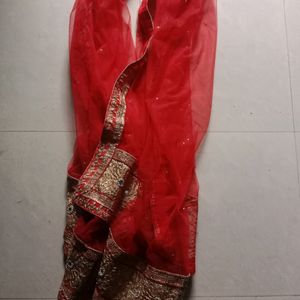 Amazing Red Net Dupatta With Good Works