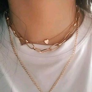 3 Layered golden chain necklace