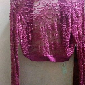 Purple Color Open Net Top With Best Fabric..