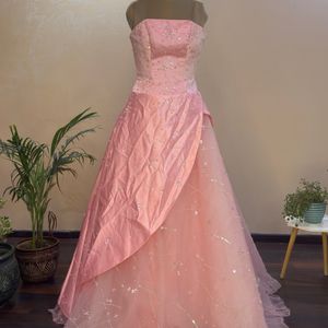 Pink Heavy Embellished Multi Layered Gown