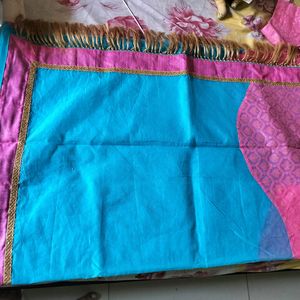 Unused Blue And Pink Saree