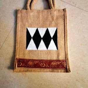 Hand-painted Jute Lunch/Shopping Bag