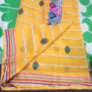 Mango Yellow Organza Saree