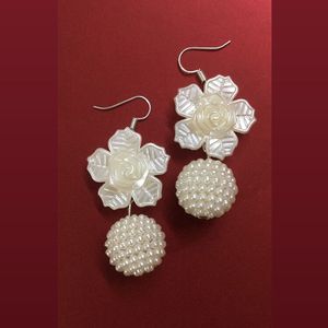 All Pearl White Dangling Earrings