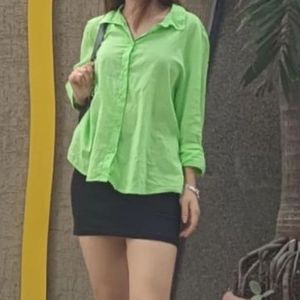 Neon Green Cotton Shirt From H&m