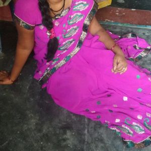 Beutiful Purple Saree Without Blouse